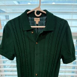 J. Crew Green Sweater Button Down Polo